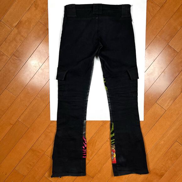 Rare Y2K Serious Los Angeles Patchwork Pants LA Clothing Black Jeans Goth Punk - Picture 8 of 16